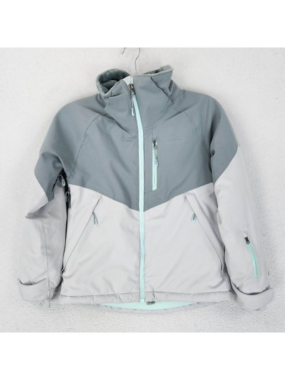 LL Bean Jacket Girls Small 8 Gray Patroller TEK Fleece Lined Ski Winter Casual